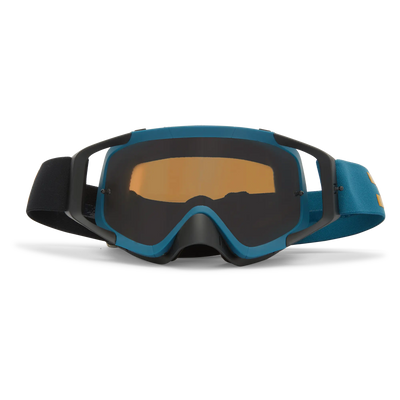 Close-up of VZ Porkchop Acadia Goggles Accessory Slate Accessory showing Teal and black frame with amber lens, dual lens
