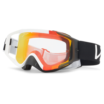VZ Porkchop Hayz Goggles Accessory front view, White frame with red and orange gradient lens, black and white fabric strap,