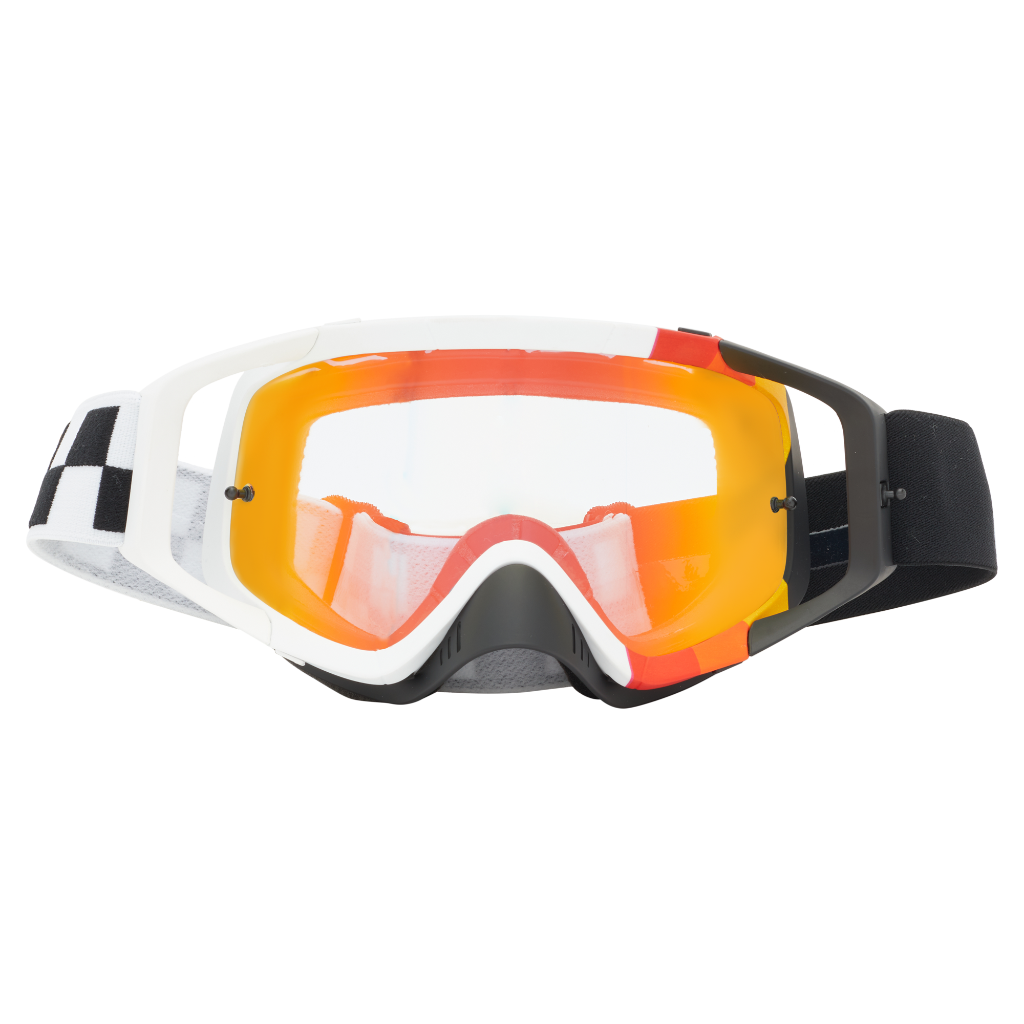 Close-up of VZ Porkchop Hayz Goggles Accessory White/black Accessory showing White frame with checkered black and white side