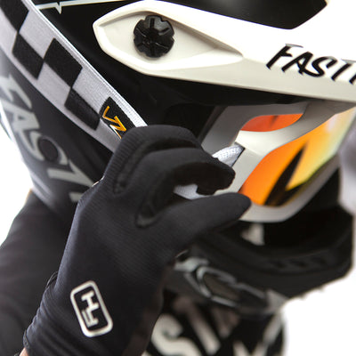 Close-up of VZ Porkchop Hayz Goggles Accessory White/black Accessory showing Embroidered logo patch on black goggle strap