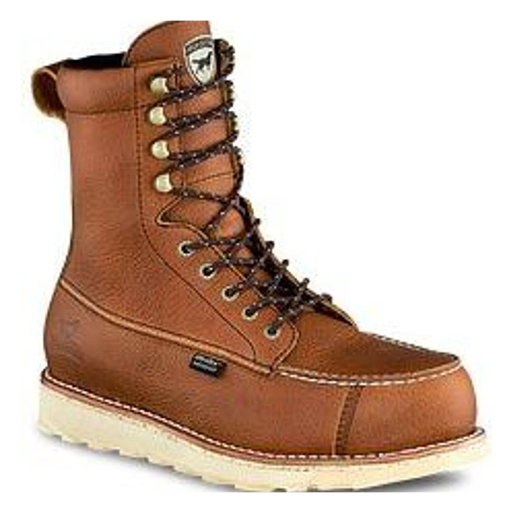 Close-up of Wingshooter ST 8" 83832 Boots Boots showing Brown leather lace-up boot with cream sole, metal eyelets, and