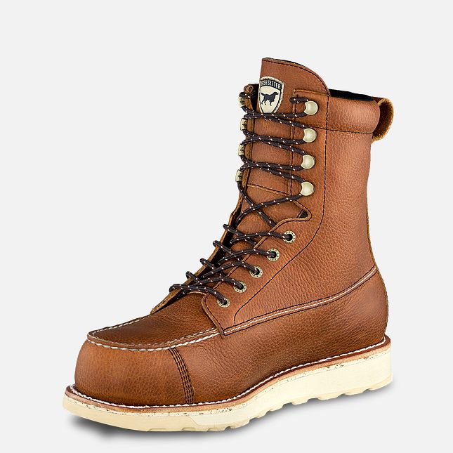 Wingshooter ST 8" 83832 Boots front view, Tan leather 8-inch lace-up boot with cream moc toe and cream sole stripe, Boots -