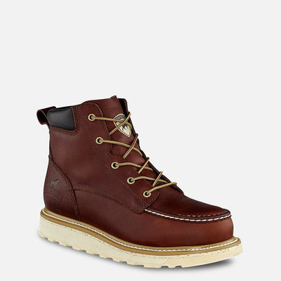Work/ashby Boots front view, Burgundy leather moc-toe boot with cream crepe sole and brass laces, Boots - Slowride Supply
