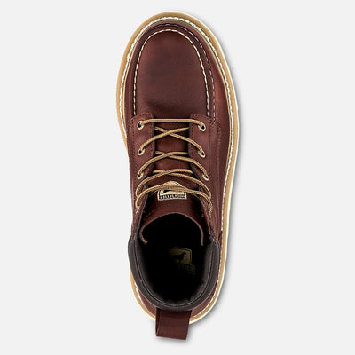 Close-up of Work/ashby ST Boots Boots showing Tan stitching and cream welt detail on burgundy leather upper, tan laces with