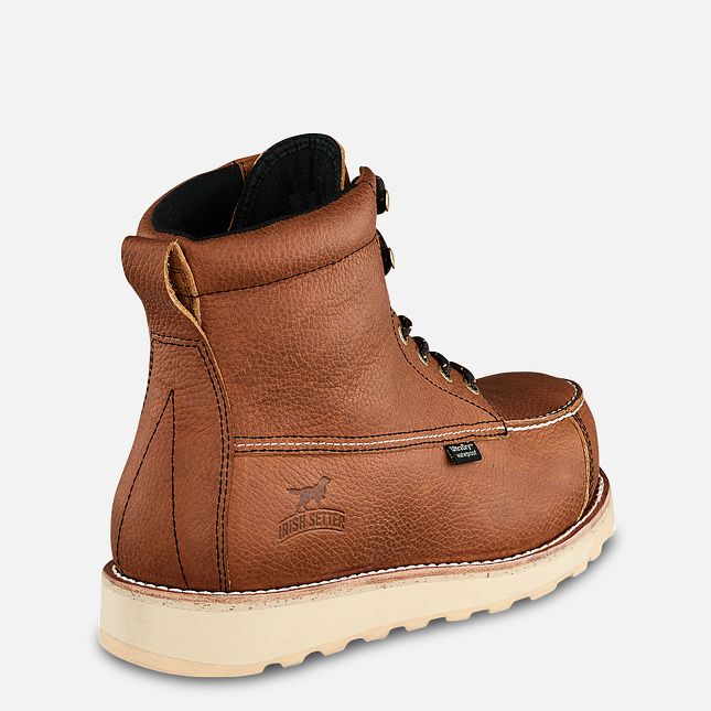 Back of Wingshooter ST 83632 Boots Boots, Tan leather heel with cream-colored lug sole and contrast stitching - Slowride