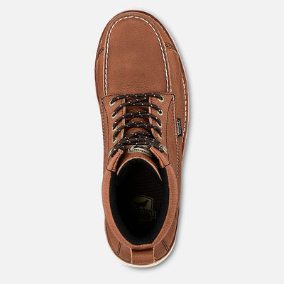 Close-up of Wingshooter ST 83632 Boots Boots showing Tan leather boot with white contrast stitching and black laces -