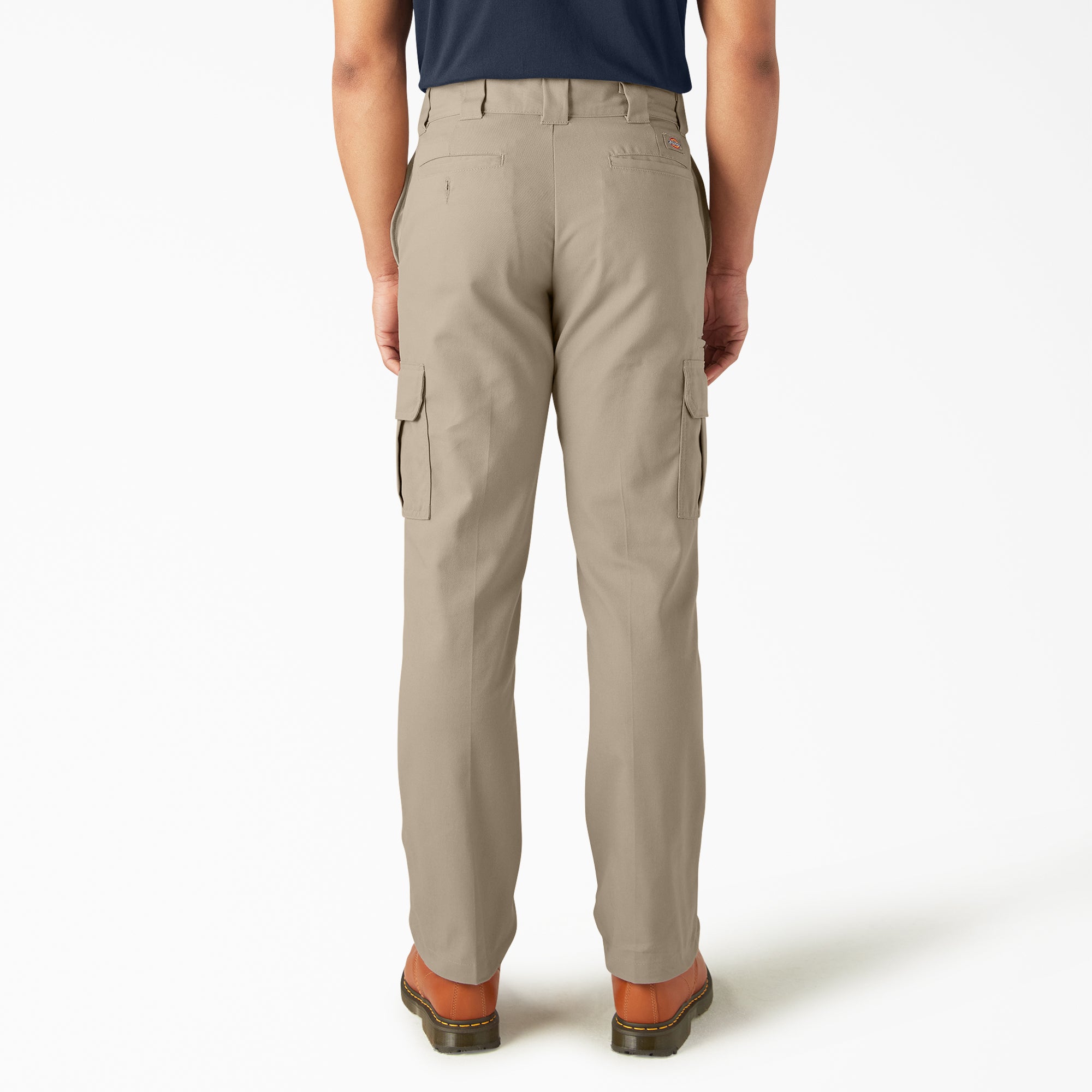 Person wearing Wp595 Cargo Pant Regular Fit Pants Black Pants, Wearer standing against white background wearing khaki cargo