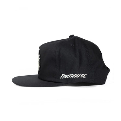 Back of Youth Runner Hat Apparel Black Apparel, White embroidered text on black cap back panel - Slowride Supply